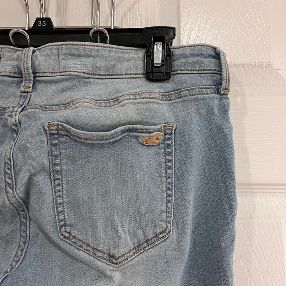 Hollister Low Rise Jean Legging Light Wash Raw Hem Skinny Jeans Size 15R W32 L28 - Picture 4 of 7